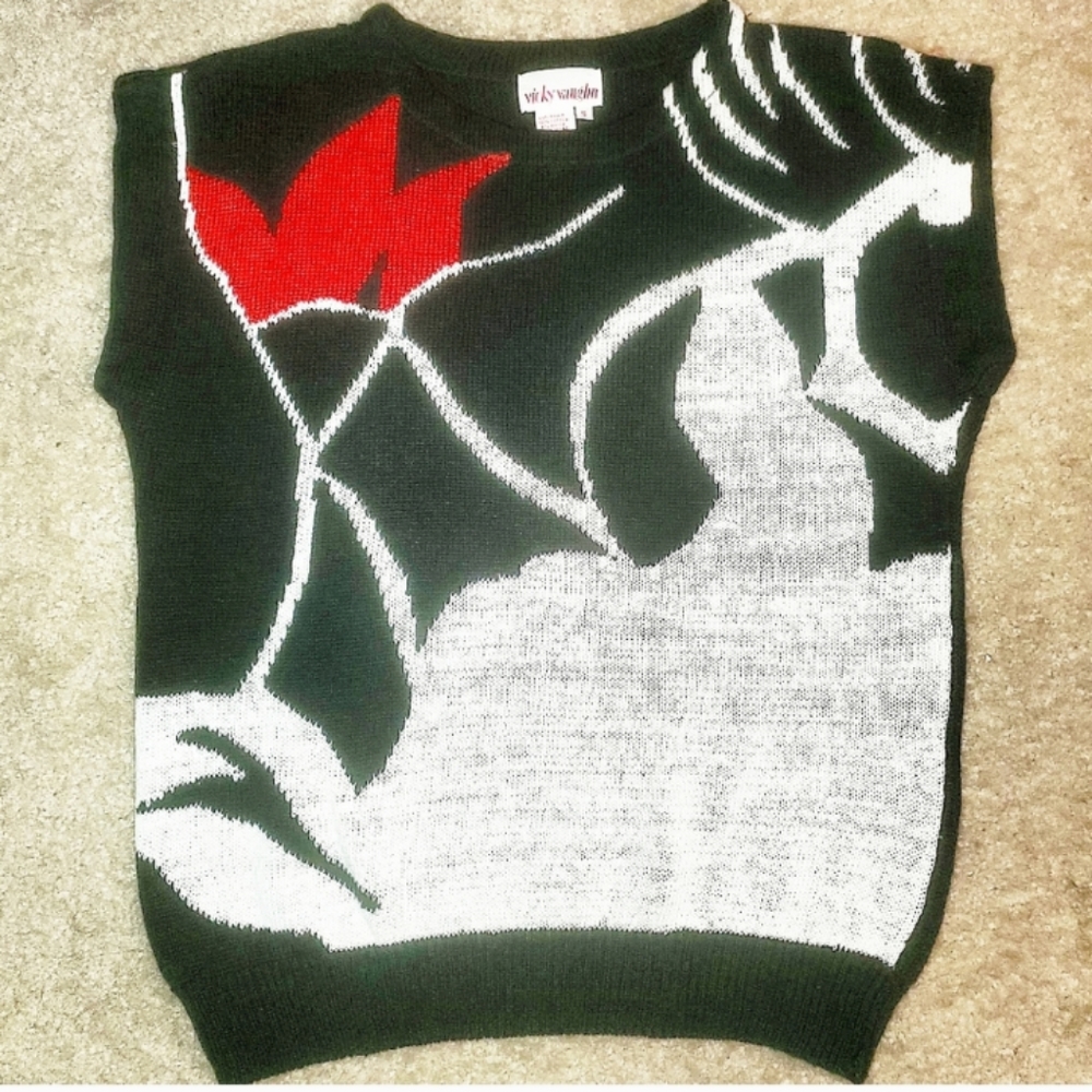 Vintage Geometric Retro Short Sleeve Throwback 80s 90s Indie Sweater Shirt Top